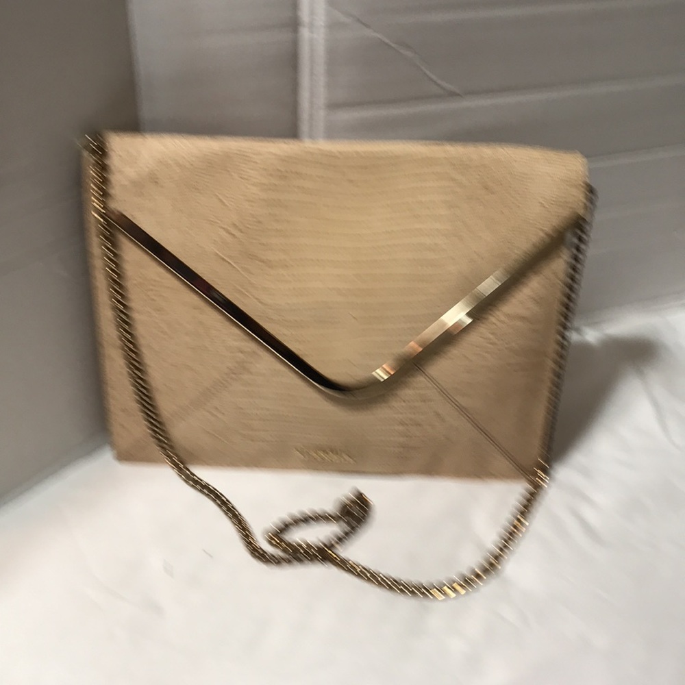 Uterque snake embossed leather clutch with chain strap
